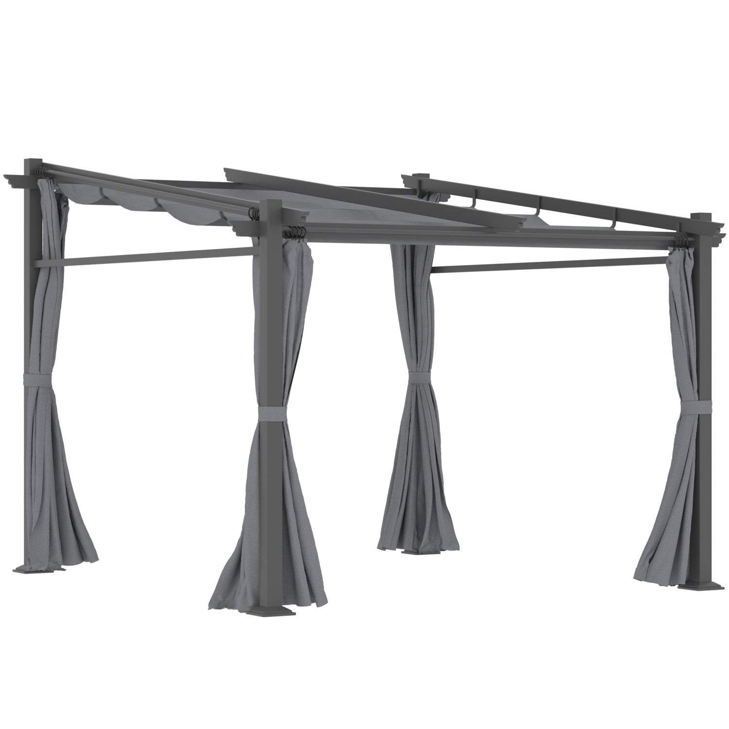 Outsunny 10' X 10' Metal Pergola With Sliding Roof Canopy, Retractable Pergola Canopy For Outdoor, P|Outsunny Pergola Metallique De 9.7' X 9.7' Avec Toit Coulissant, Auvent De Pergola Retractable Pour