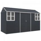 Outsunny 12' X 5.5' Metal Garden Storage Shed With Lockable Door Dark Grey|Outsunny Abri De Jardin En Metal 12' X 5,5' Avec Porte Verrouillable, Gris