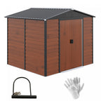 Outsunny 8' X 7' Outdoor Storage Shed, Galvanized Steel Metal Garden Shed W/ Double Sliding Lockable|Outsunny Abri De Rangement Exterieur 8'x7' En Acier Galvanise Avec Double Porte Coulissante Verrouil