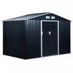 Outsunny 9' X 6' Garden Storage Shed With Floor Foundation, Metal Tool Storage House With Double Doo|Outsunny 9' X 6' Abri De Rangement En Metal Avec Double Portes Coulissantes, 4 Bouches D'aeration Po