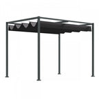 Outsunny 10' X7' Patio Pergola With Retractable Canopy, Outdoor Sun Shelter, Yard Shade, Black|Outsunny 10 X 7ft Pergola Gazebo Avec Auvent Retractable Patio Exterieur Abri Soleil Jardin Tissu Re