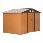 Outsunny 9' X 6' Garden Storage Shed With Floor Foundation, Metal Tool Storage House With Double Doo|Outsunny 9.1' X 6.4' X 6.3' Abri De Jardin Avec Fondation Au Sol Patio Exterieur Cour Metal Maison D