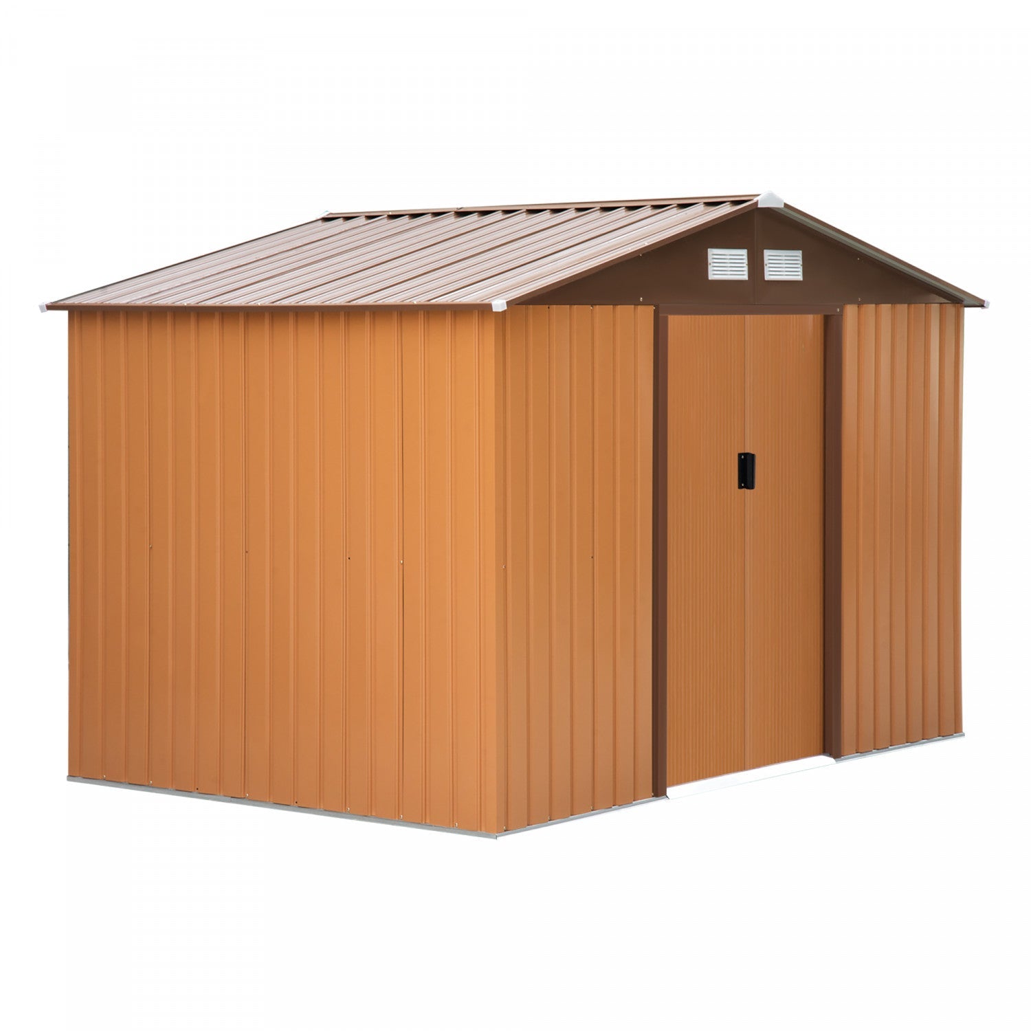 Outsunny 9' X 6' Garden Storage Shed With Floor Foundation, Metal Tool Storage House With Double Doo|Outsunny 9.1' X 6.4' X 6.3' Abri De Jardin Avec Fondation Au Sol Patio Exterieur Cour Metal Maison D