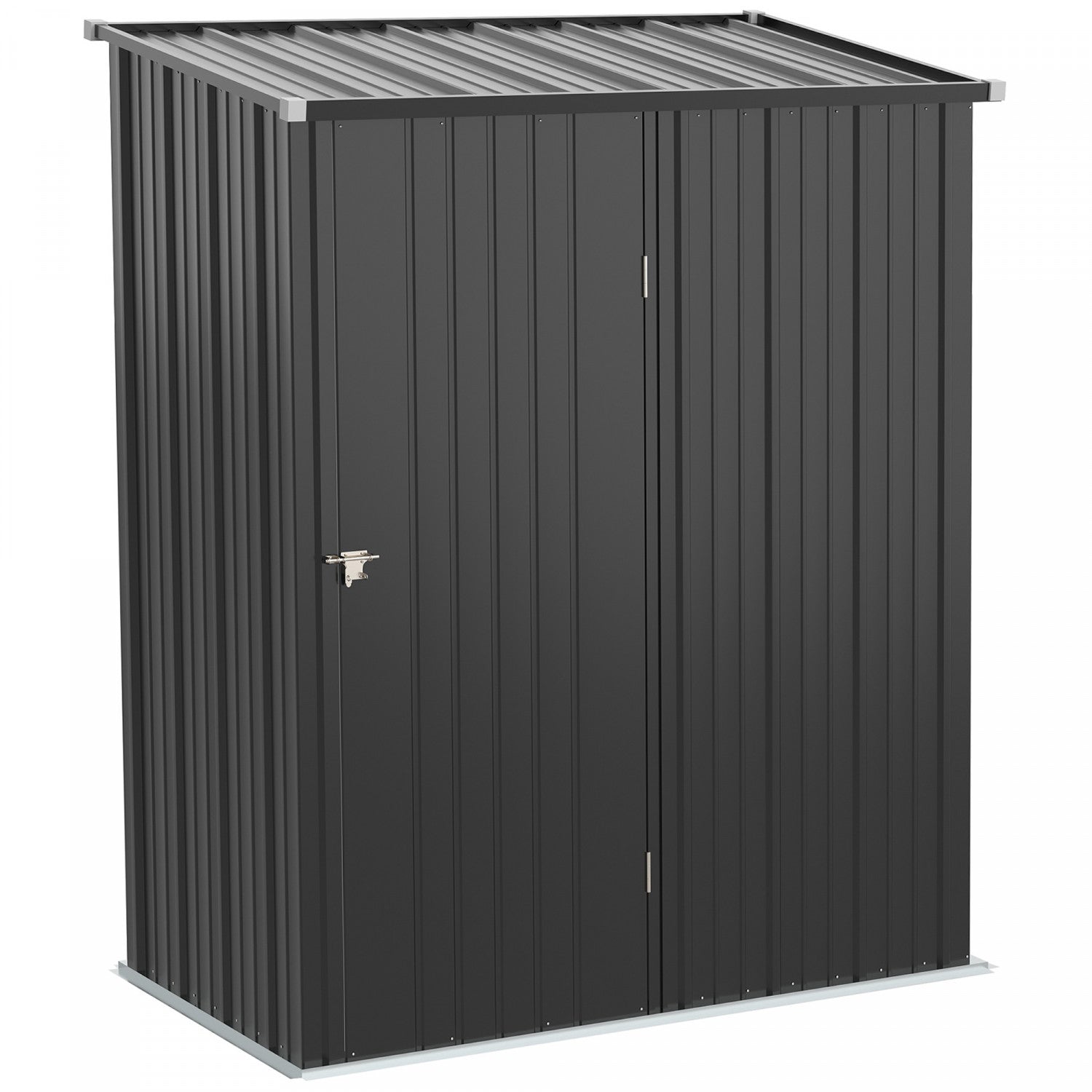 Outsunny 5' X 3' Outdoor Storage Shed, Steel Garden Shed With Single Lockable Door, Tool Storage Hou|Outsunny 5'x3' Abri De Jardin Exterieur En Acier Avec Porte Simple Gris
