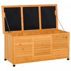 Outsunny 75 Gallon Wooden Storage Box Patio Deck Box Bench, Garden Backyard Outdoor Storage Containe|Outsunny Boite De Terrasse En Bois 75 Gallons, Conteneur De Stockage Exterieur Avec Espace D'aeratio
