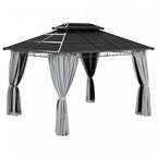 Outsunny 10' X 12' Outdoor Gazebo Canopy, Double roof Hardtop Gazebo With polycarbonate Roof, Steel |Outsunny 10' X 12' Gazebo Exterieur, Gazebo A Double Toit Rigide Avec Toit En Polycarbonate, Cadre E
