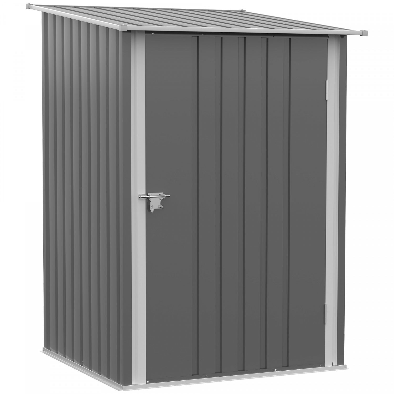 Outsunny 3.3' X 3.4' Lean-to Garden Storage Shed, Outdoor Galvanized Steel Tool House With Lockable |Outsunny 3.3' X 3.4' Abri De Jardin Avec Porte Verrouillable Gris
