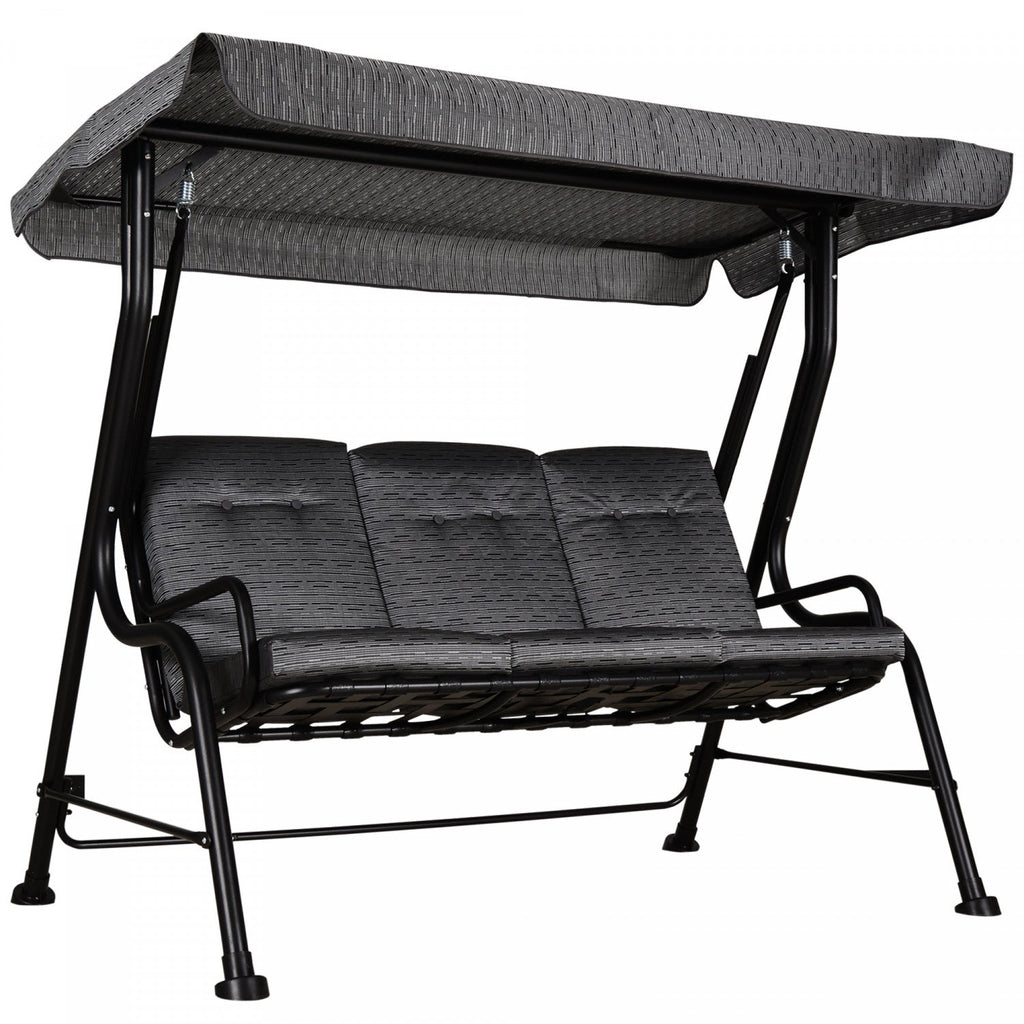 Outsunny Outdoor 3-person Metal Porch Swing Chair With Canopy Grey|Outsunny Chaise Pivotante Exterieure Pour Porche En Metal Pour 3 Personnes Avec Auvent Pour Patio Et
