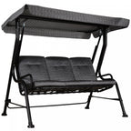 Outsunny Outdoor 3-person Metal Porch Swing Chair With Canopy Grey|Outsunny Chaise Pivotante Exterieure Pour Porche En Metal Pour 3 Personnes Avec Auvent Pour Patio Et