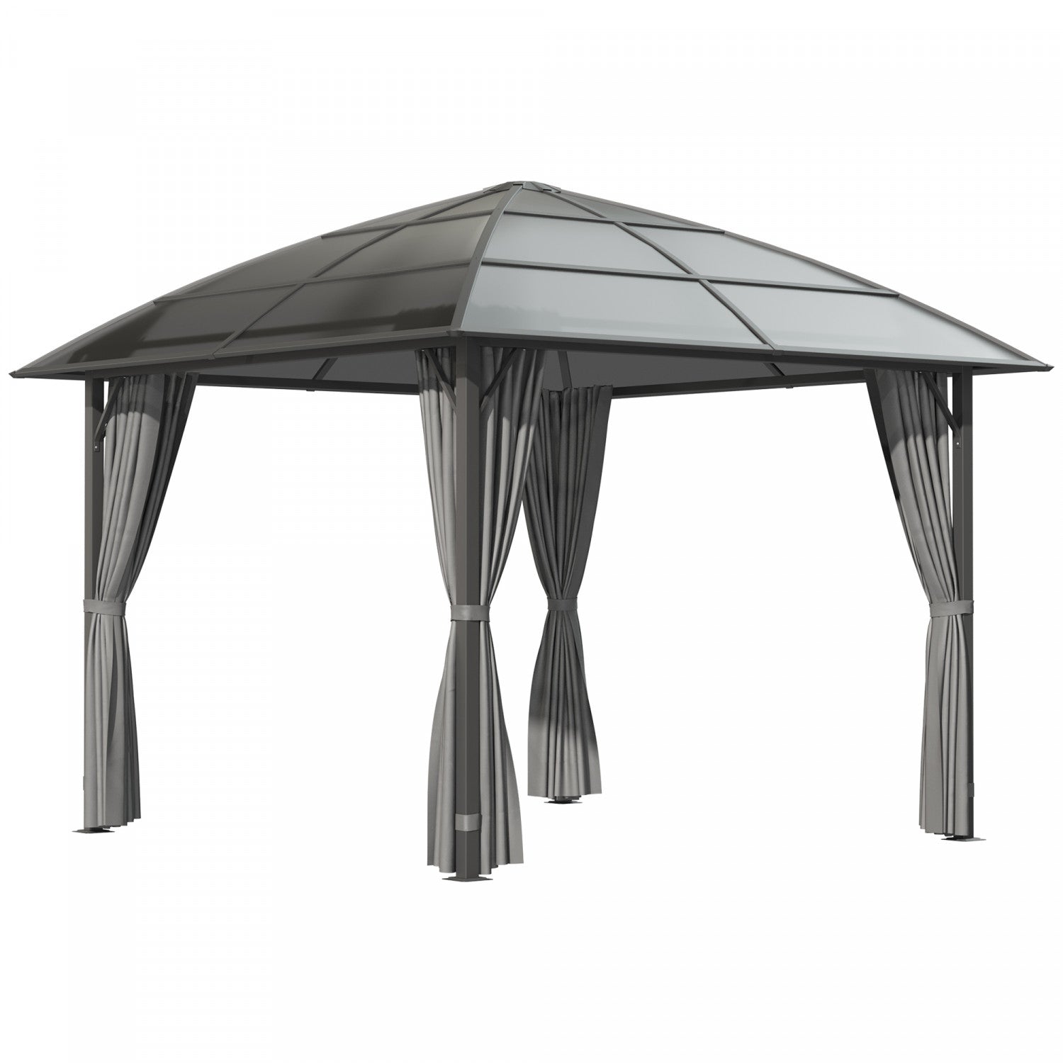 Outsunny 10' X 10' Outdoor Gazebo Canopy, Hardtop Gazebo With uv60+ Polycarbonate Roof, Solid Steel |Outsunny Auvent De Tonnelle D'exterieur 10' X 10', Tonnelle A Toit Rigide En Polycarbonate Uv60+, Ca
