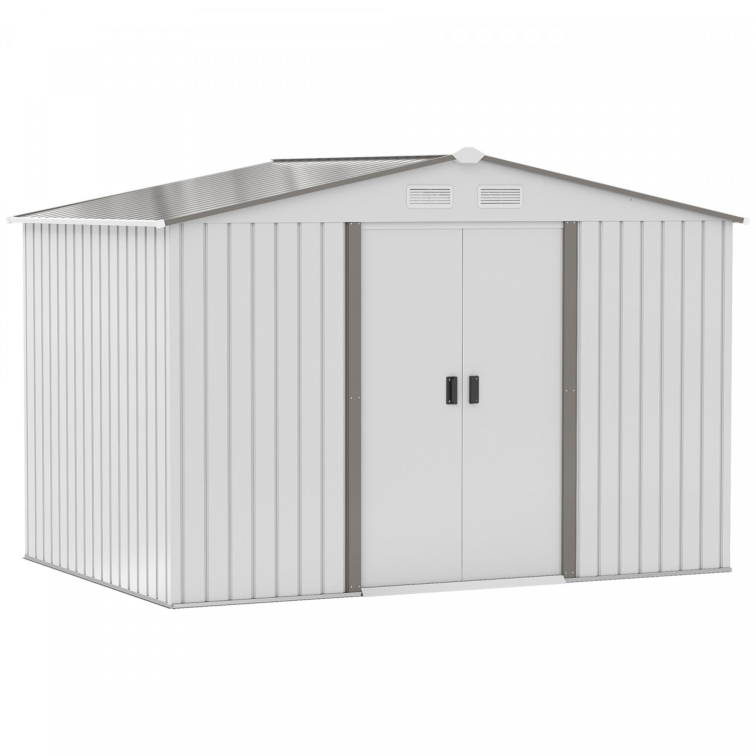 Outsunny 9' X 6' Garden Storage Shed With Floor Foundation, Metal Tool Storage House With Double Doo|Outsunny Abri De Rangement En Metal 9' X 6', Maison A Outils De Jardin