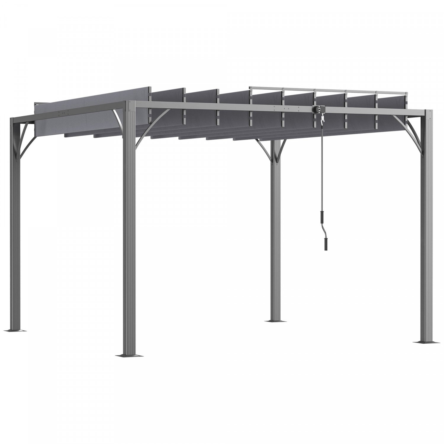 Outsunny 9.5' X 9.7' Outdoor Pergola With Retractable Roof, Aluminium Louvered Pergola Canopy, Patio|Outsunny Pergola Exterieure 9.5' X 9.7' Avec Toit Retractable, Auvent De Pergola A Persiennes En Alu