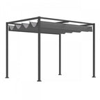 Outsunny 10' X7' Patio Pergola With Retractable Canopy, Outdoor Sun Shelter, Yard Shade, Grey|Outsunny 10x7 Pi Cadre En Metal Pergola Gazebo Avec Auvent Retractable Patio Exterieur Abri Soleil J