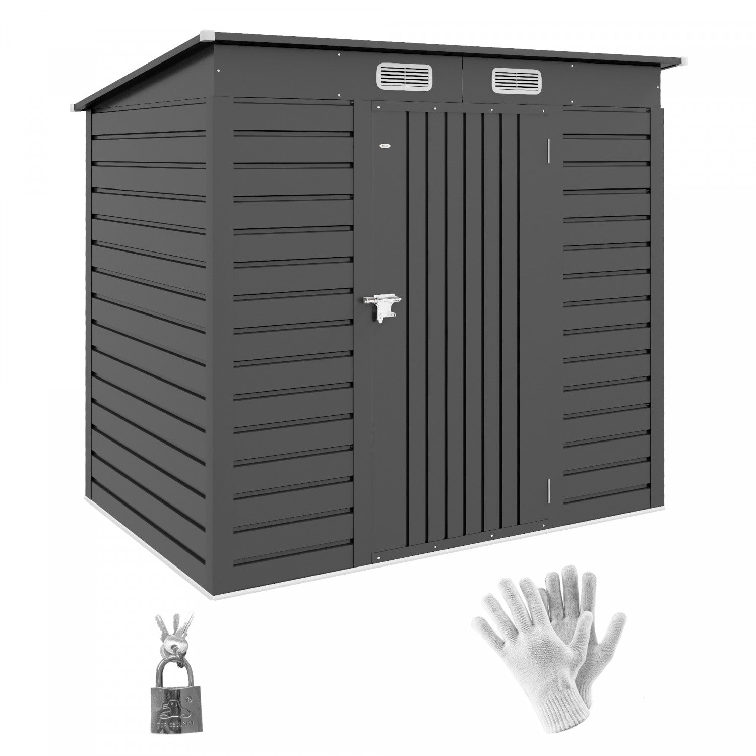 Outsunny 6 X 4ft Metal Garden Storage Shed With 2 Vents|Outsunny Abri De Jardin En Metal Galvanise 6 X 4 Pieds Avec 2 Events