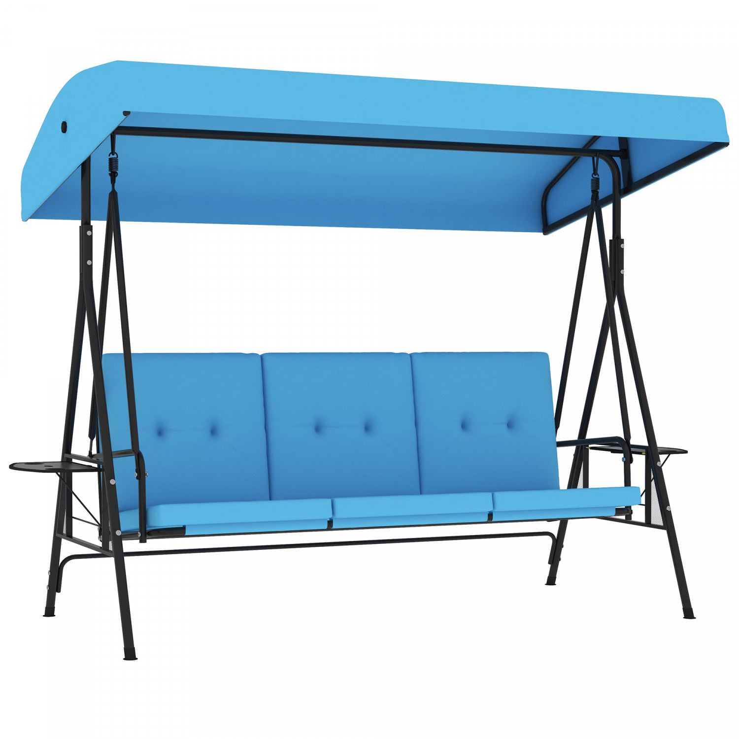 Outsunny 3-seat Patio Swing Chair With Adjustable Canopy And Side Tray|Outsunny Chaise D'oscillation De Patio A 3 Places Avec Auvent Reglable