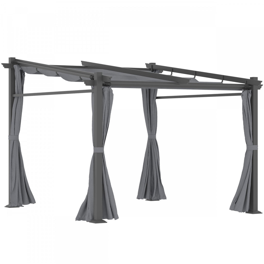 Outsunny 10' X 10' Metal Pergola With Sliding Roof Canopy, Retractable Pergola Canopy For Outdoor, P|Outsunny Pergola Metallique De 9.7' X 9.7' Avec Toit Coulissant, Auvent De Pergola Retractable Pour