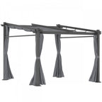 Outsunny 10' X 10' Metal Pergola With Sliding Roof Canopy, Retractable Pergola Canopy For Outdoor, P|Outsunny Pergola Metallique De 9.7' X 9.7' Avec Toit Coulissant, Auvent De Pergola Retractable Pour