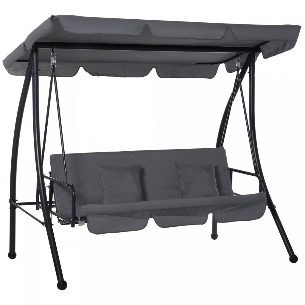 Outsunny Patio Swing Chair, 3 Person Convertible Hammock, Outdoor Lounge Bed, Cushioned With Tilt Ca|Outsunny Balancelle De Jardin 3 Places Convertible Lit Hamac Exterieur Patio Pare-soleil Inclinaison