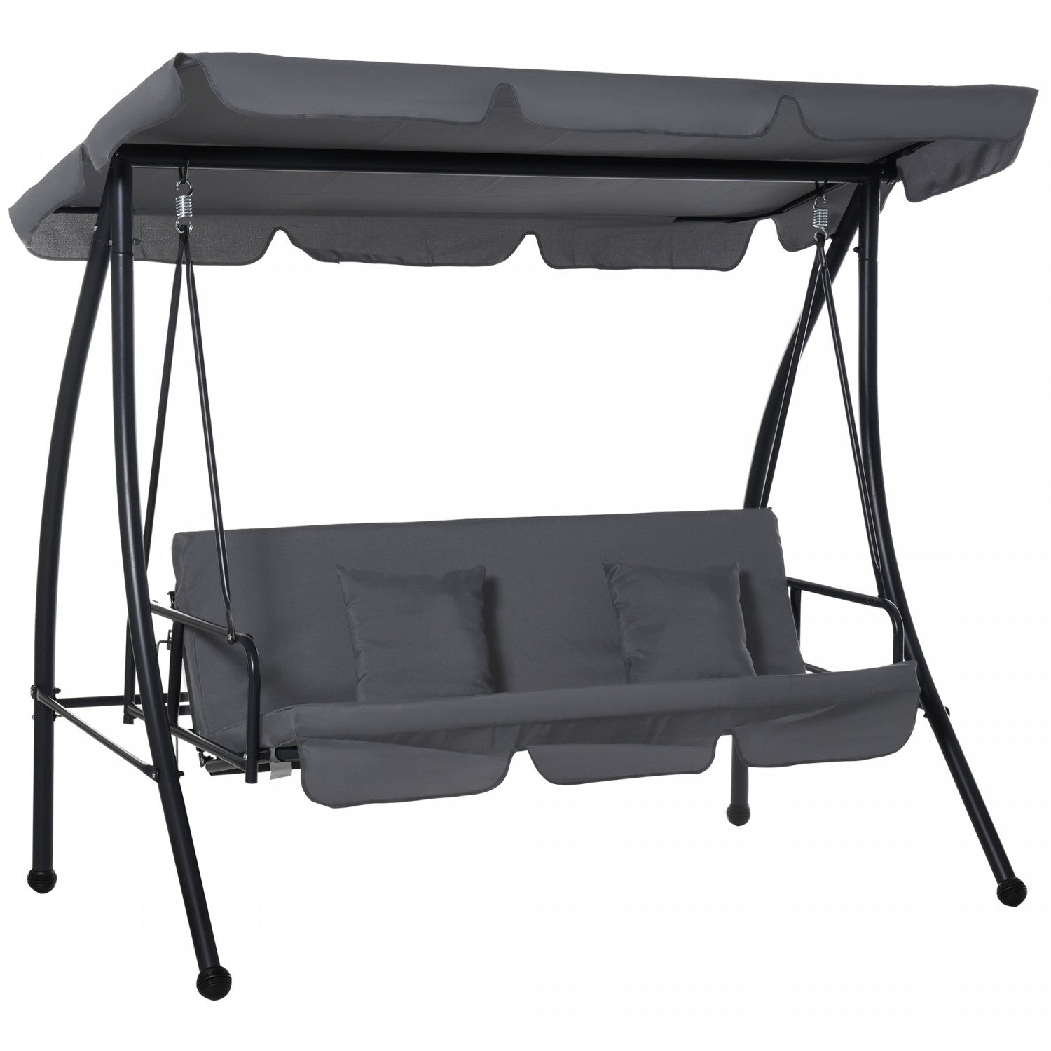 Outsunny Patio Swing Chair, 3 Person Convertible Hammock, Outdoor Lounge Bed, Cushioned With Tilt Ca|Outsunny Balancelle De Jardin 3 Places Convertible Lit Hamac Exterieur Patio Pare-soleil Inclinaison
