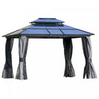 Outsunny 10' X 12' Hardtop Gazebo Canopy With Polycarbonate Double Roof, Aluminum Frame, Permanent P|Outsunny 12' X 10' Gazebo A Toit Rigide En Polycarbonate Canopee D'exterieur Toit A Double Niveau Ca