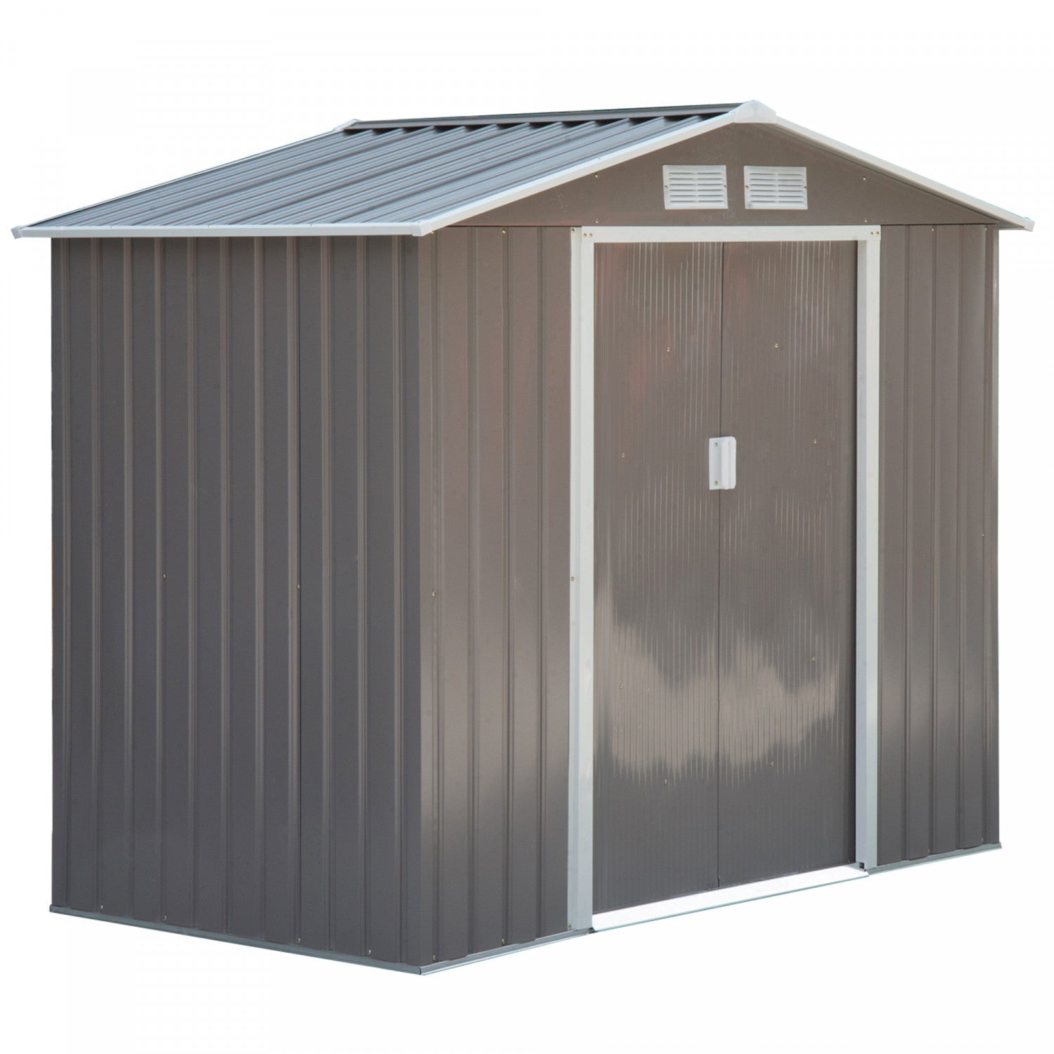 Outsunny 7' X 4' X 6' Garden Storage Shed Outdoor Patio Yard Metal Tool Storage House W/ Steel Floor|Outsunny Abri De Jardin 7' X 4' X 6' Abri De Jardin Exterieur Patio Maison De Stockage D'outils En M