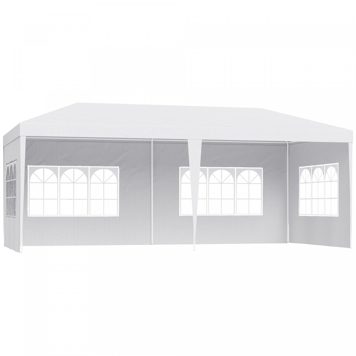 Outsunny 18.7' X 9.4' Party Tent, Portable Folding Wedding Tent, Garden Canopy Event Shelter, Outdoo|Outsunny Tente De Tonnelle De Fete 10' X 20', Tente De Mariage Pliante Portable, Abri D'evenement De