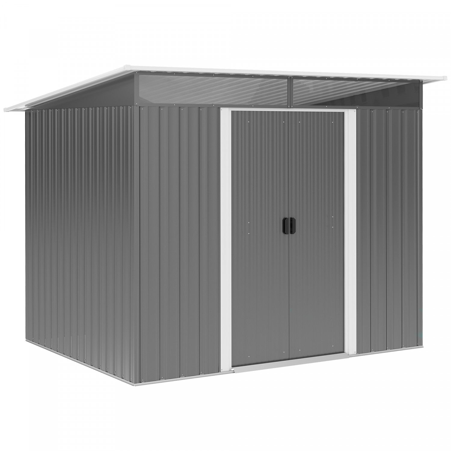 Outsunny 6' X 8.5' Garden Storage Shed, Metal Tool Storage House With Pc Boards And Double Doors For|Outsunny 6' X 8.5' Abri De Jardin Exterieur En Metal Remise Rangement Outils En Acier Gris