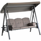 Outsunny 3 Seater Porch Swing Heavy Duty Outdoor Swing Chair Outdoor Lounge Hammock Cushioned Seat W|Outsunny 3 Places Heavy Duty Swing Chair Outdoor Lounge Hamac Coussin Siege Avec Auvent Inclinable,m