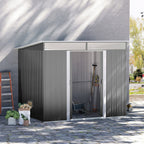 Outsunny 6' X 8.5' Garden Storage Shed, Metal Tool Storage House With Pc Boards And Double Doors For|Outsunny 6' X 8.5' Abri De Jardin Exterieur En Metal Remise Rangement Outils En Acier Gris