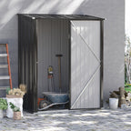 Outsunny 5' X 3' Outdoor Storage Shed, Steel Garden Shed With Single Lockable Door, Tool Storage Hou|Outsunny 5'x3' Abri De Jardin Exterieur En Acier Avec Porte Simple Gris