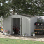 Outsunny 9' X 6' Garden Storage Shed With Floor Foundation, Metal Tool Storage House With Double Doo|Outsunny Abri De Rangement En Metal 9' X 6', Maison A Outils De Jardin