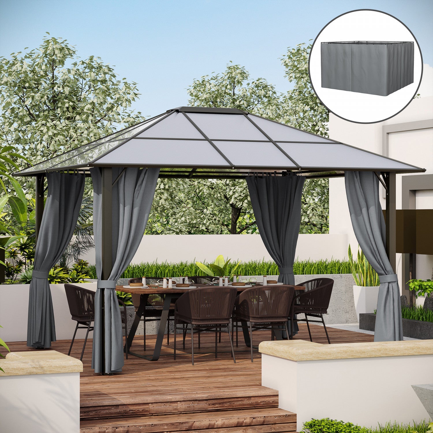 Outsunny Replacement Gazebo Curtains With Zipper, 4-panel Gazebo Privacy Side Panels Only, For 10' X|Outsunny Ensemble De Parois Laterales De Rechange Pour Tonnelle Universelle De 4 Panneaux Pour La Pl