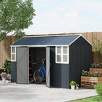 Outsunny 12' X 5.5' Metal Garden Storage Shed With Lockable Door Dark Grey|Outsunny Abri De Jardin En Metal 12' X 5,5' Avec Porte Verrouillable, Gris