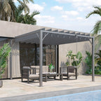 Outsunny 9.5' X 9.7' Outdoor Pergola With Retractable Roof, Aluminium Louvered Pergola Canopy, Patio|Outsunny Pergola Exterieure 9.5' X 9.7' Avec Toit Retractable, Auvent De Pergola A Persiennes En Alu