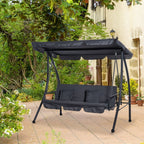 Outsunny Patio Swing Chair, 3 Person Convertible Hammock, Outdoor Lounge Bed, Cushioned With Tilt Ca|Outsunny Balancelle De Jardin 3 Places Convertible Lit Hamac Exterieur Patio Pare-soleil Inclinaison