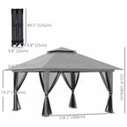 Outsunny 13' X 13' Pop Up Canopy With Mesh Sidewalls, Easy Up Canopy Tent Shelter With 2-tier Roof, |Outsunny 13' X 13' Pop Up Canopy With Mesh Sidewalls, Easy Up Canopy Tent Shelter With 2-tier Roof,