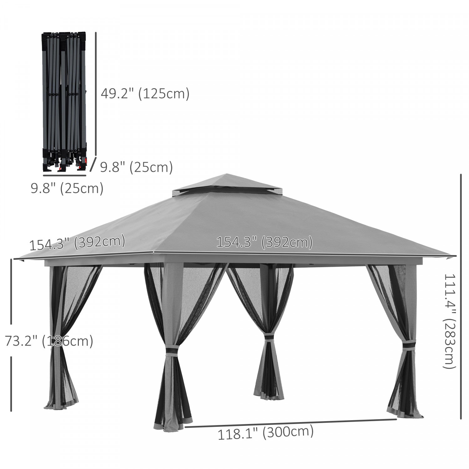 Outsunny 13' X 13' Pop Up Canopy With Mesh Sidewalls, Easy Up Canopy Tent Shelter With 2-tier Roof, |Outsunny 13' X 13' Pop Up Canopy With Mesh Sidewalls, Easy Up Canopy Tent Shelter With 2-tier Roof,