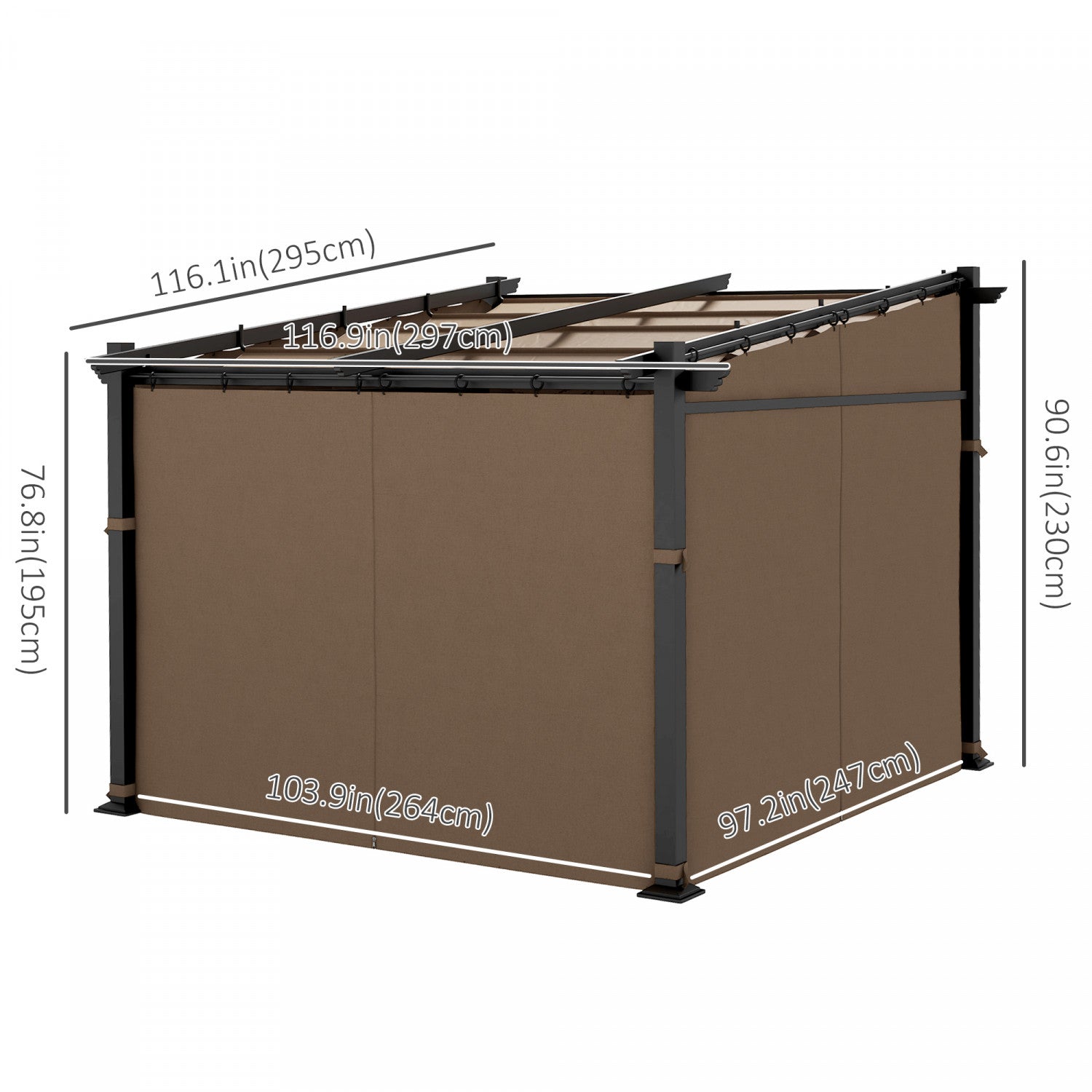 Outsunny 10' X 10' Metal Pergola W/ Retractable Canopy Roof, Coffee|Outsunny - Pergola Metallique Avec Toit Coulissant - Auvent De Pergola