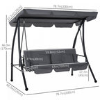 Outsunny Patio Swing Chair, 3 Person Convertible Hammock, Outdoor Lounge Bed, Cushioned With Tilt Ca|Outsunny Balancelle De Jardin 3 Places Convertible Lit Hamac Exterieur Patio Pare-soleil Inclinaison