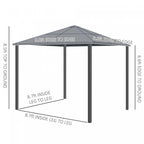 Outsunny 10' X 10' Hardtop Gazebo, Patio Gazebo Heavy Duty Sun Shade Shelter With Curtains, Aluminum|Tonnelle Pavillon De Jardin Impermeable 4 Parois Laterales Anti-uv 4 Moustiquaires Panneaux Polycarb