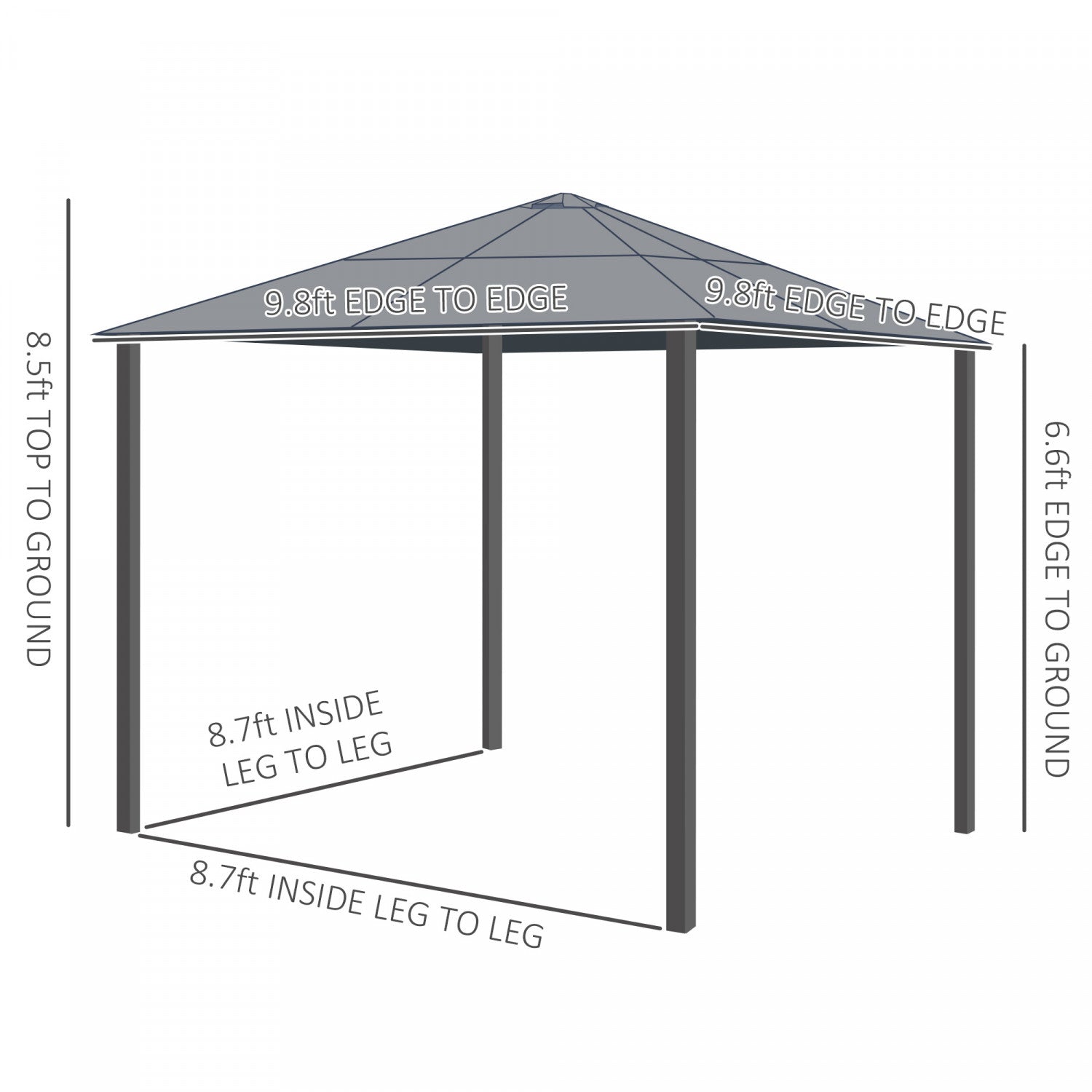 Outsunny 10' X 10' Hardtop Gazebo, Patio Gazebo Heavy Duty Sun Shade Shelter With Curtains, Aluminum|Tonnelle Pavillon De Jardin Impermeable 4 Parois Laterales Anti-uv 4 Moustiquaires Panneaux Polycarb