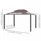 Outsunny 10' x 13' Patio gazebo, aluminum Frame Double Roof Outdoor Gazebo Canopy Shelter With Netti|Outsunny 10 X 13pi Cadre En Aluminium Gazebo Canopee Abri De Jardin A Deux Niveaux Avec Filet Et Rid