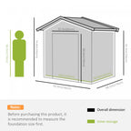 Outsunny 8' X 6' Outdoor Storage Shed, Metal Garden Tool Storage House With Lockable Sliding Doors A|Outsunny Hangar De Rangement 8'x6' Avec Portes Coulissantes, Vert