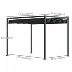 Outsunny 10' X7' Patio Pergola With Retractable Canopy, Outdoor Sun Shelter, Yard Shade, Black|Outsunny 10 X 7ft Pergola Gazebo Avec Auvent Retractable Patio Exterieur Abri Soleil Jardin Tissu Re