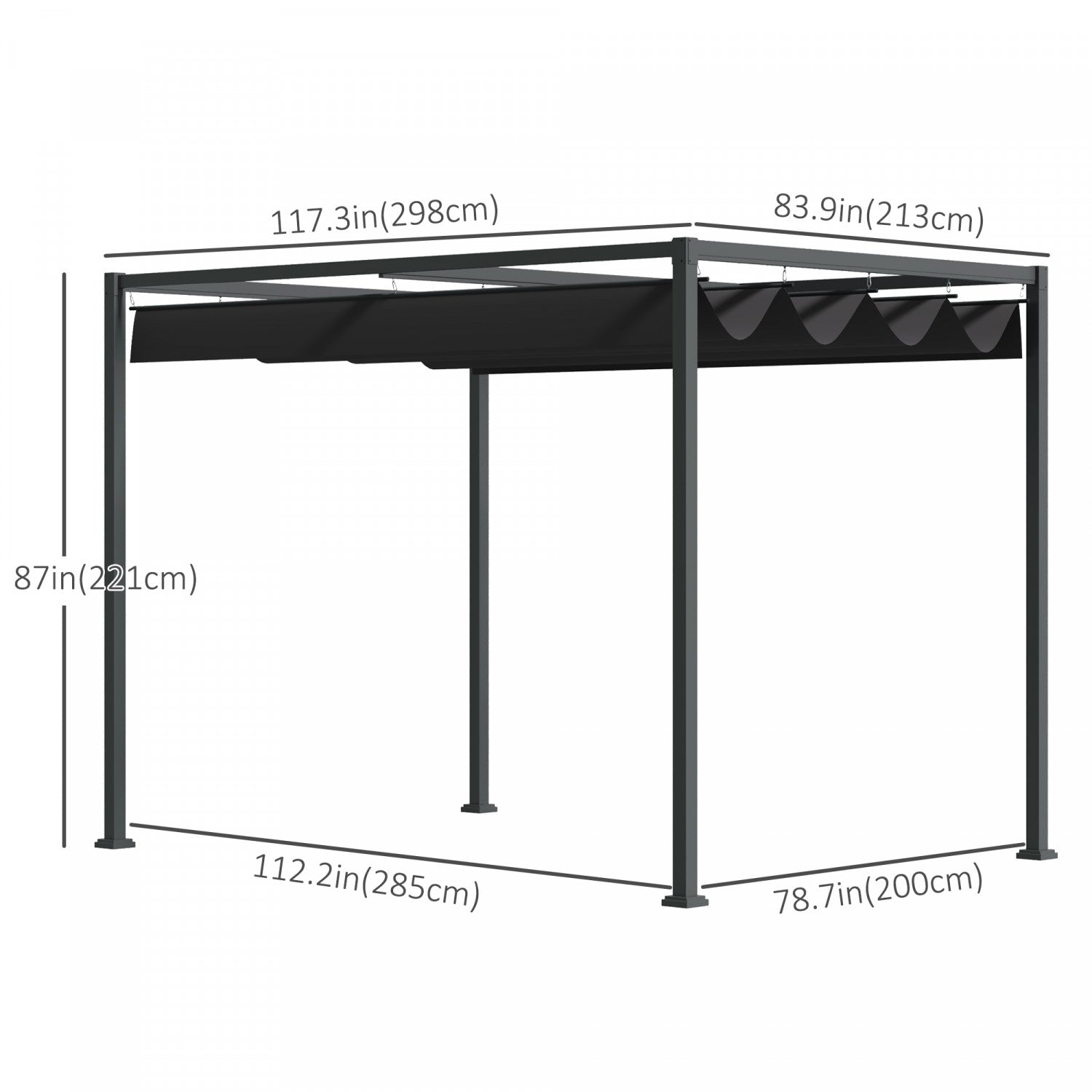 Outsunny 10' X7' Patio Pergola With Retractable Canopy, Outdoor Sun Shelter, Yard Shade, Black|Outsunny 10 X 7ft Pergola Gazebo Avec Auvent Retractable Patio Exterieur Abri Soleil Jardin Tissu Re