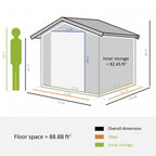 Outsunny 9' X 11' Metal Storage Shed With Floor Foundation, Garden Tool House With Double Sliding Do|Outsunny 11' X 9' Abri De Jardin Remise Pour Outils Abri A Outils Double Porte Coulissante 4 Fentes