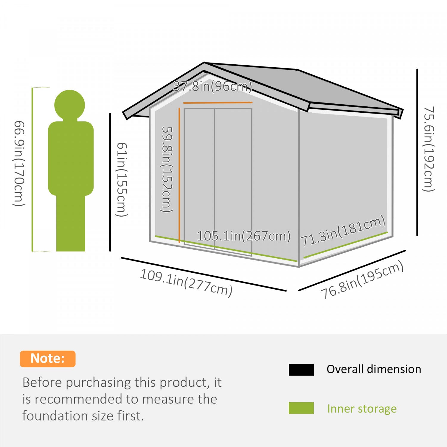 Outsunny 9' X 6' Garden Storage Shed With Floor Foundation, Metal Tool Storage House With Double Doo|Outsunny Abri De Rangement En Metal 9' X 6', Maison A Outils De Jardin