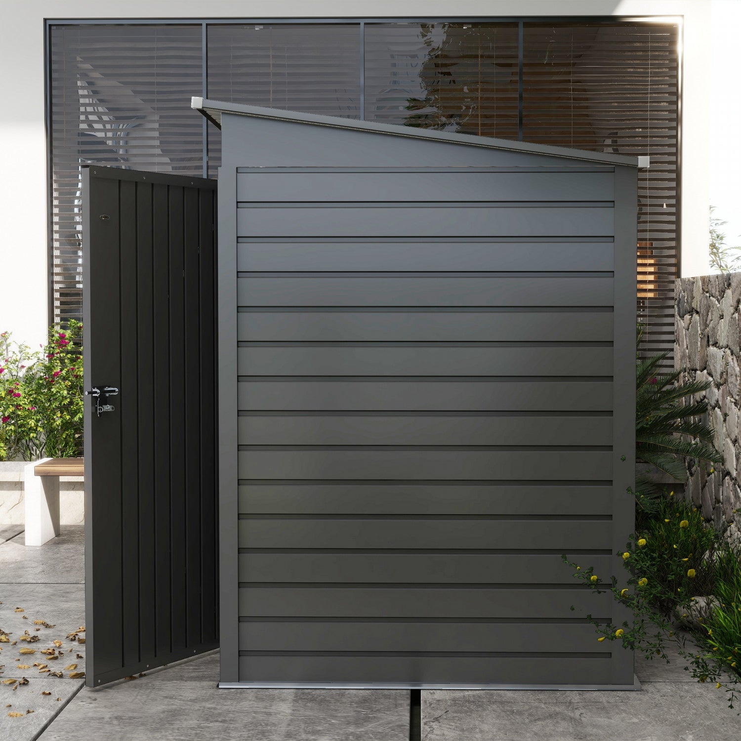 Outsunny 6 X 4ft Metal Garden Storage Shed With 2 Vents|Outsunny Abri De Jardin En Metal Galvanise 6 X 4 Pieds Avec 2 Events