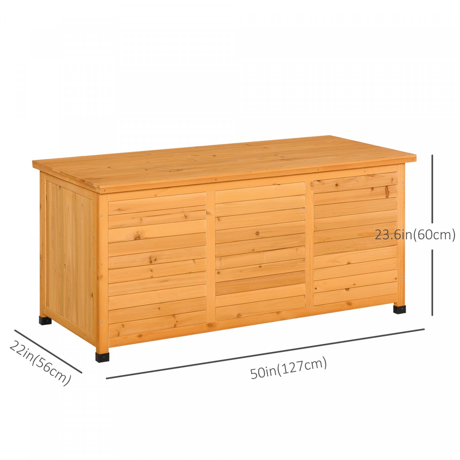 Outsunny 75 Gallon Wooden Storage Box Patio Deck Box Bench, Garden Backyard Outdoor Storage Containe|Outsunny Boite De Terrasse En Bois 75 Gallons, Conteneur De Stockage Exterieur Avec Espace D'aeratio