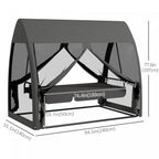 Outsunny 3-seat Outdoor Swing Chair, Chaise Lounger Bed W/ Canopy&netting|Outsunny Balancoire D'exterieur 3 Places, Balancoire De Porche, Gris